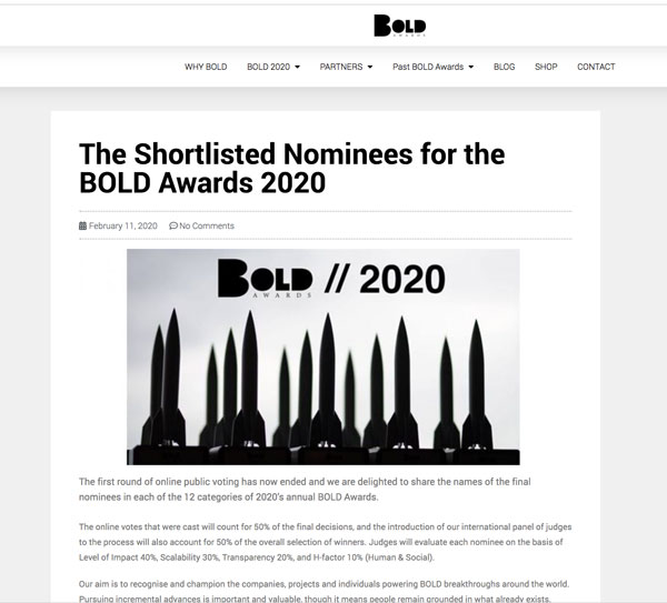 BOLD Awards 2020